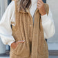 Snap Button Pocketed Sherpa Vest Jacket