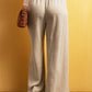 Lace-up Waist Floor Length Wide Leg Casual Pants
