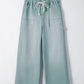 Mineral Wash Drawstring High Waist Wide Leg Jeans