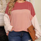 Plus Size Ribbed Colorblock Long Sleeve Top