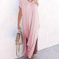 V Neck Hidden Pocket Splits Maxi T-shirt Dress