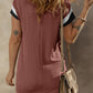Textured Colorblock Edge Patched Pocket T Shirt Dress