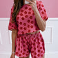 Floral Print Crop Tee and Shorts Lounge Set