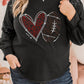 Rhinestone Heart Rugby Football Plus Size Top