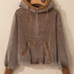 Half Zipper Kangaroo Pocket Drawstring Corduroy Hoodie