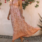 Pink Flora Print Halter Neck Tie Back Maxi Dress