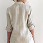 Beige Roll Tab Long Sleeve Relaxed Linen Shirt