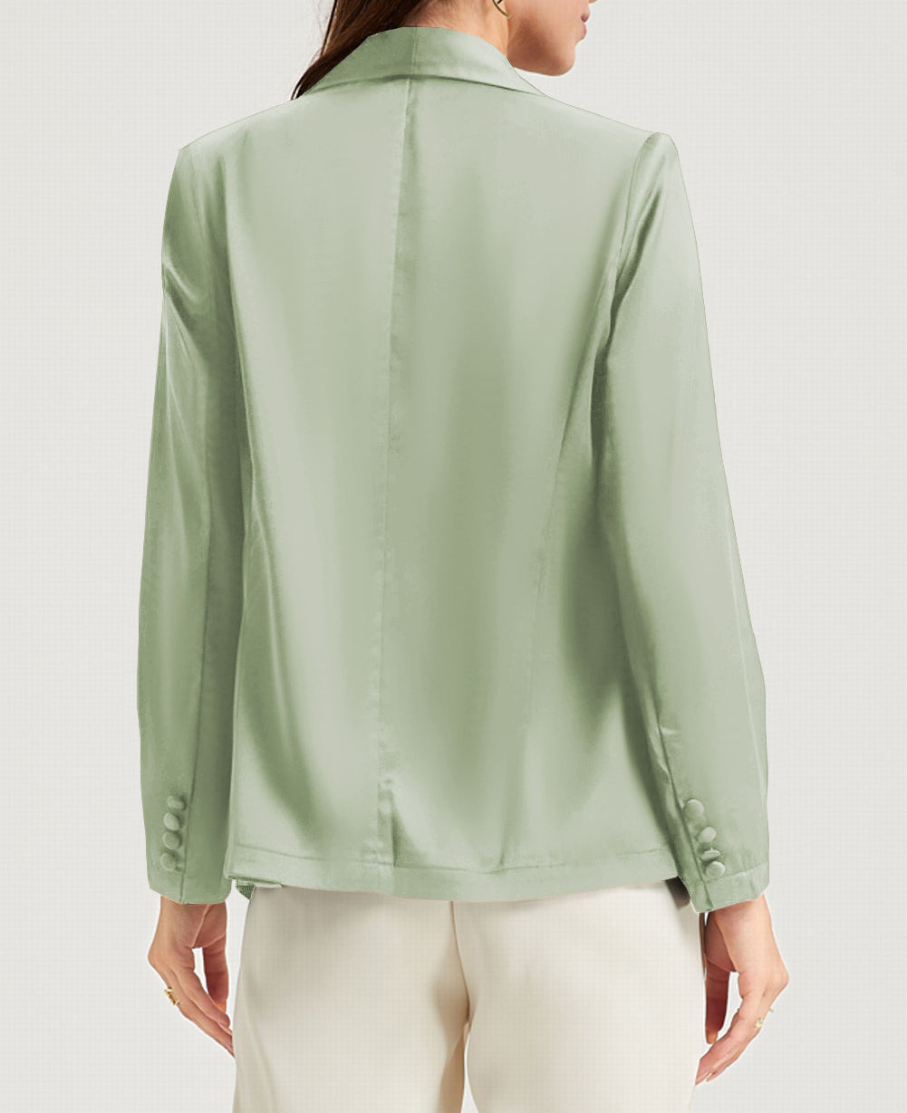 Pocketed Single Button Lapel Neck Blazer