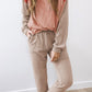 Corded 2pcs Colorblock Pullover and Pants Outfit