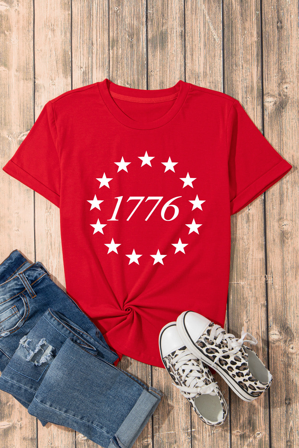 Star 1776 Graphic Crewneck T Shirt