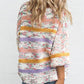 Colorblock Stripe Lantern Sleeve Sweater