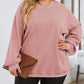 Plus Size Corded Round Neck Sweatshirt