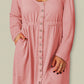 Solid Button Front Plus Size Long Sleeve Dress
