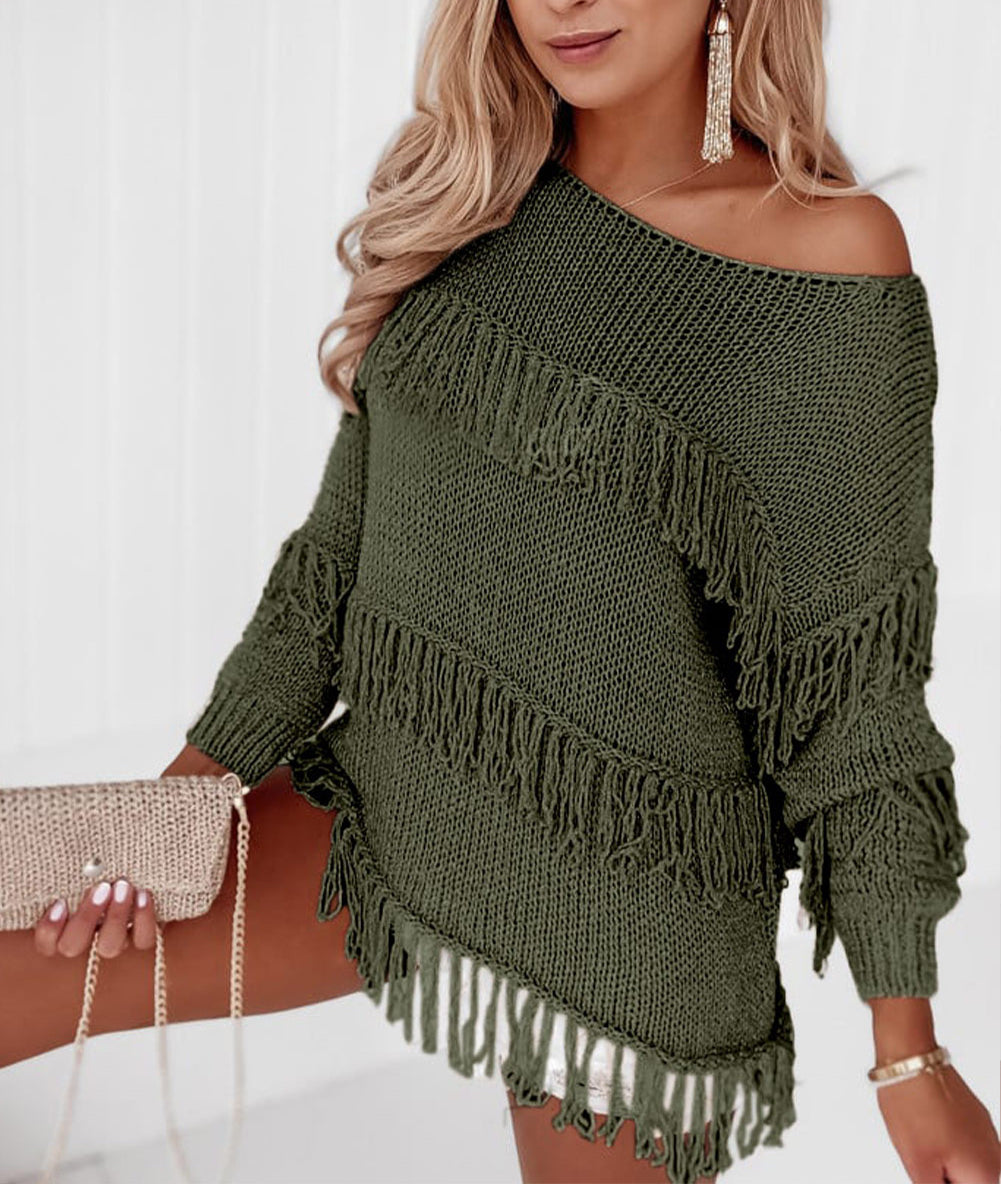 Boho Tasseled Knitted Sweater