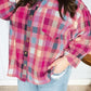 Stripe Plus Size Checkered Print Button up Shirt