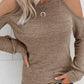 Marble Knit Cold Shoulder Long Sleeve Top
