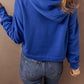 Solid Drop Shoulder Drawstring Cropped Hoodie