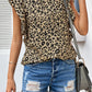 Print Ruffled Cap Sleeve T-shirt