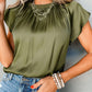 Pleated Flutter Sleeve Satin Top