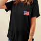 American Flag Embroidered Round Neck T Shirt