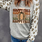 Happy Fall Leopard Splicing Long Sleeve Top