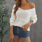 Loose Long Sleeve V Neck Open Knit Sweater