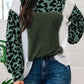 Leopard Colorblock Patchwork Knit Top