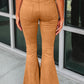 Exposed Seam Flare Suede Pants with Pockets