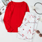 Solid Top and Christmas Pants Two Piece Lounge Set