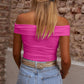 Folded Off Shoulder Slim Top