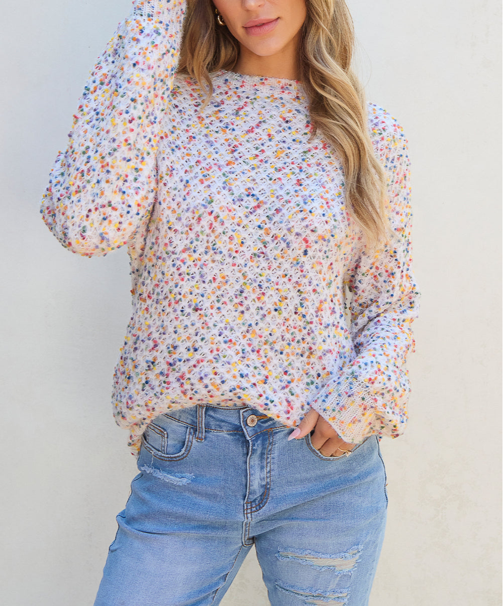 Confetti Knit Popcorn Sweater Top