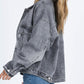 Chest Pockets Drop Shoulder Loose Denim Jacket
