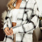 Plaid Raw Hem Button up Jacket with Pocket