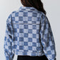 Checkered Patchwork Button up Denim Jacket