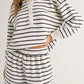 Stripes Printed Half Button Long Sleeve Top and Shorts Set