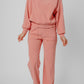 Ribbed Knit Drop Shoulder Pocketed Two Piece Lounge Set
