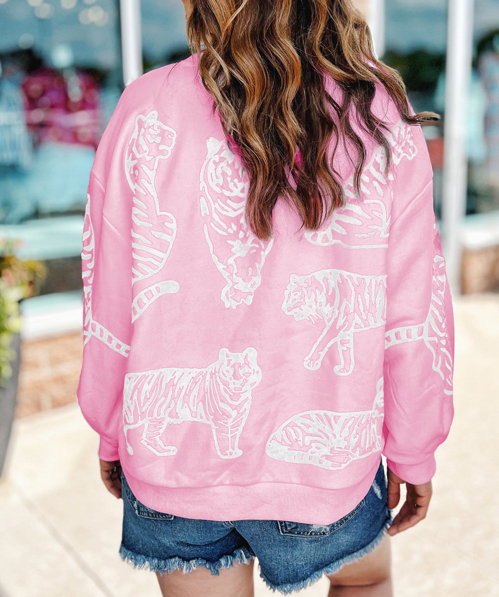 Animal Print Pullover Sweatshirt