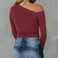 Asymmetrical Neckline Long Sleeve Knit Top