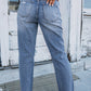 Open Knee Cutout Straight Leg Jeans