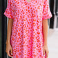 Leopard Print V Neck Shift T-shirt Dress