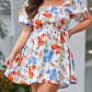 Floral Smocked Flared Plus Size Dress