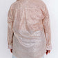 Sequin Long Sleeve Button-Up Plus Size Shirt