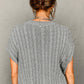 Crew Neck Cable Knit Short Sleeve Sweater