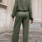Solid Ribbed Knit Keyhole Back High Waist Jumpsuit