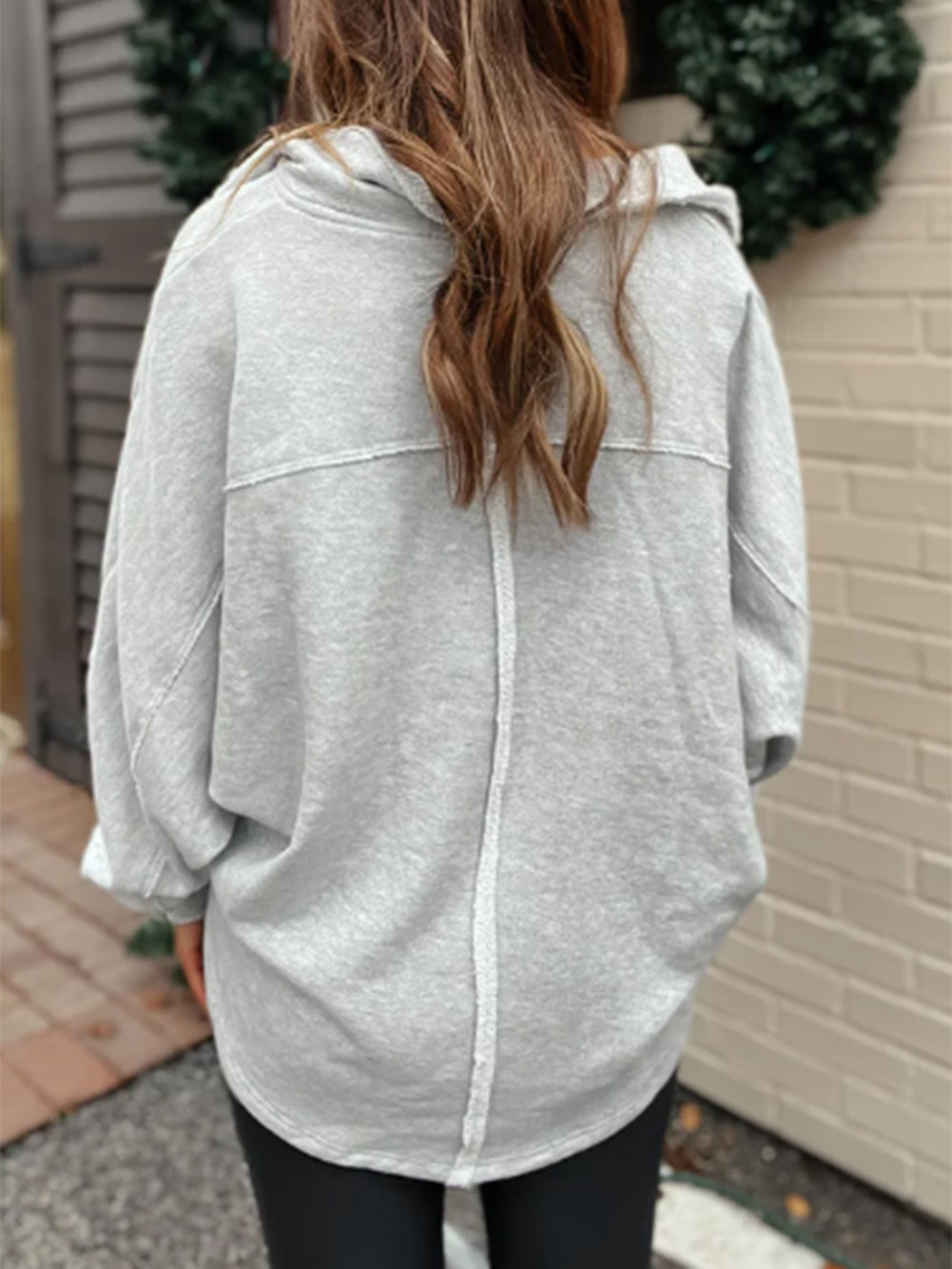 Exposed Seam Double Chest Pocket Sweatshirt