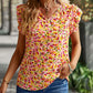 Floral Print Flutter Sleeve V Neck Tank Top