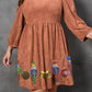Plus Size Suede Square Neck Christmas Pattern Dress