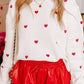 Heart Shape Drop Shoulder Round Neck Sweater