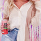 Color Block Buttoned Raw Hem Textured Shirt