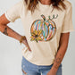 Pumpkin Flower Graphic Print Short Sleeve T Shirt